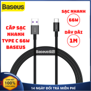 Cáp Sạc Nhanh Type C 66W Baseus USB to Type C Dây Sạc Nhanh Type C Dài 1M