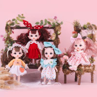 2pcs 16cm Bjd Doll 13 Movable Joints Cute Horns with High-end Dress Can Dress Up Fashion Doll Children DIY Girl Toy Best Gift