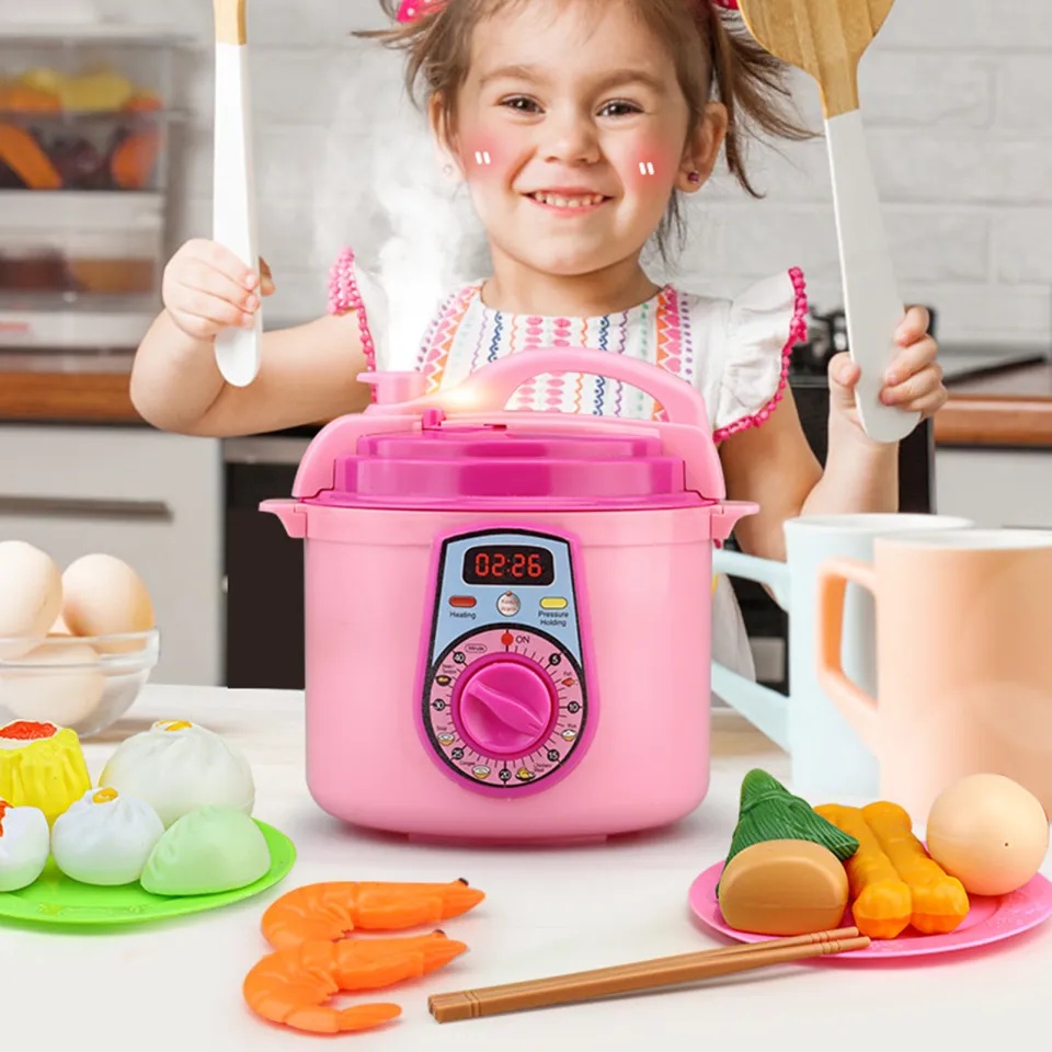 Pnellth Vivid Fun Fake Rice Cooker Educational Interactive Mock Spray  Electric Rice Cooker with Light Music for Girl