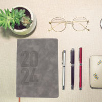 Dulrua Planner สมุดบันทึกภาษาอังกฤษ 2024 นักวางแผนรายเดือน Planner Notepad สำหรับสำนักงาน