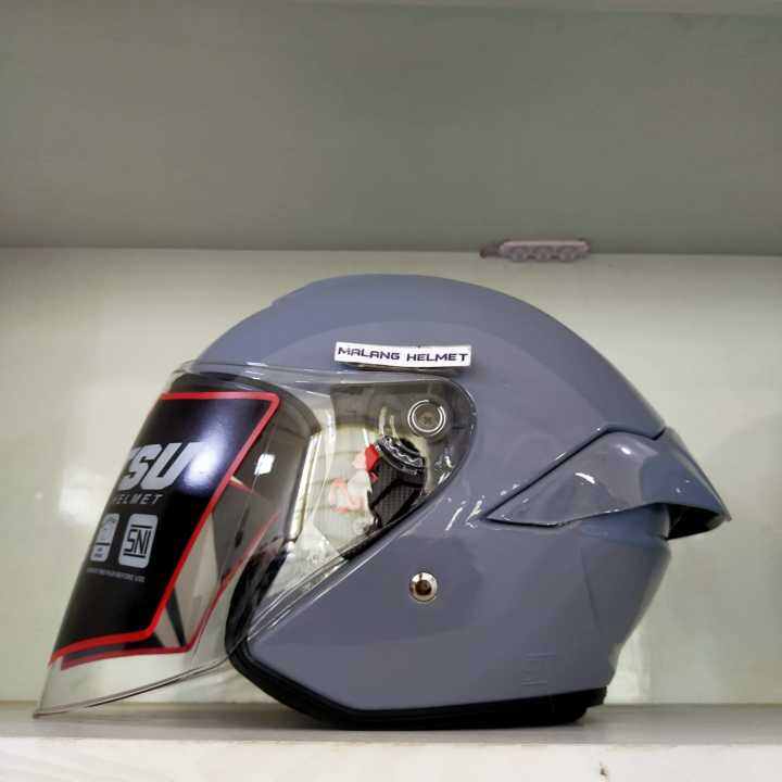 Helm Half Face Jitsu Js1 Solid Grey Glossy Lazada Indonesia