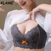 【Ready Stock】 ✕❉ C15 [Ready stock]KLAME AC Cup Bra For Women Sexy V-neck Lace Underwear Bras Push Up Adjustable Gathered Bralette 3D Cup Support Plus Size Brassiere Female Soft No Wired Lingerie KLM101