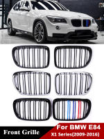 สำหรับ BMW X1 E84คาร์บอนไฟเบอร์ Refiting กันชนหน้าไตย่างคู่เดี่ยว Slat M สี Chrome Grille SDrive XDrive 2009-2016