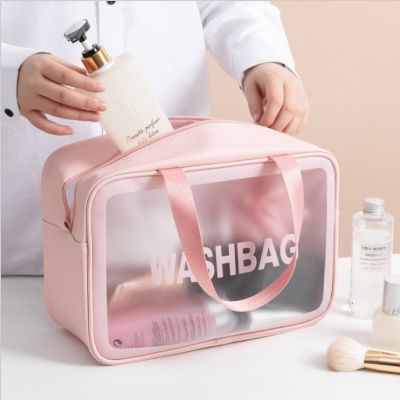 [COD] Matte transparent cosmetic bag Korean travel portable washing wholesale large capacity beach storage waterproof
