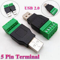 1ชิ้น USB 2.0ประเภทชายหญิง5ขาสกรูเชื่อมต่อแจ็ค USB กับโล่ USB2.0สกรูขั้วเสียบ