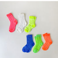 2021 Summer New Kids Sock Solid Plaid Breathable Mesh Boys And Girls Socks