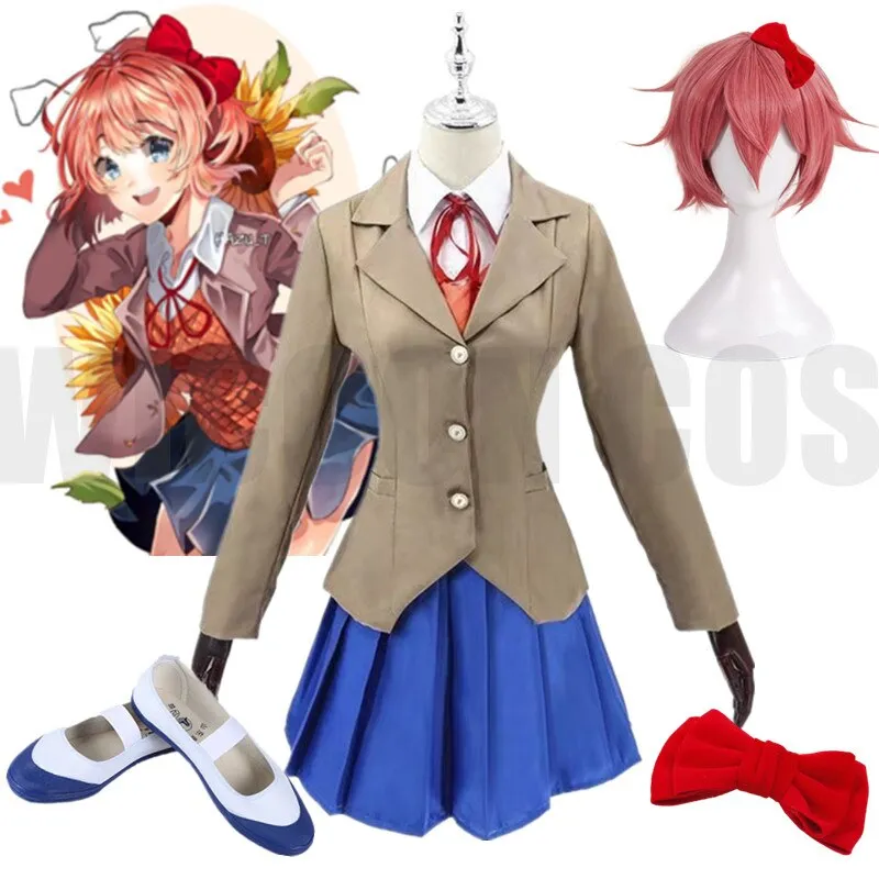 Compra online de Scione literatura clube monika anime cosplay traje sayori  yuri natsuki traje feminino uniforme escolar