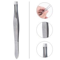 【LZ】✇❆☄  1PCS Eyebrow Hair Tweezers Professional Eyebrow Hair Removal Tweezer Flat Tip Tool Stainless Steel Convenient Small No Rust