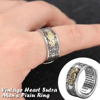 Feng Shui Pixiu Mani Mantra Protection Wealth Ring Amulet Wealth Lucky Open Adjustable Ring Buddhist Jewelry Ring H9