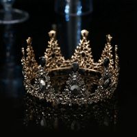 1 Piece Crystal Crowns Full Queen Crowns for Men Women - Baroque Vintage Rhinestone for Theater Balls