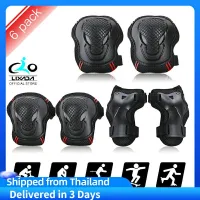 Knee Pads Set 6 Protector Kit Knee Pads Elbow Pads Wrist Guards Protective Equipment Set Safety Protection Pads for Skateboard Cycling Riding