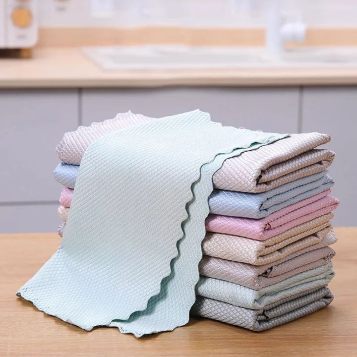 Anti-Grease Kitchen Cleaning Towels - Set of 5 Absorbable Rags for