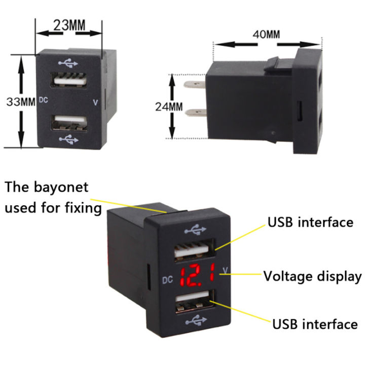 xinsu-usb-ที่ชาร์จแบตในรถแบบคู่-ซ็อกเก็ตอะแดปเตอร์ไฟเครื่องวัดแรงดันไฟฟ้าแบบดิจิตอลแสดงผลแบบเรียลไทม์สำหรับโทรศัพท์มือถือ