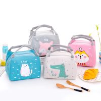 ☍ Lunch bag cute handbag to work with rice insulation bag large student lunch box bag thickened aluminum foil canvas bag