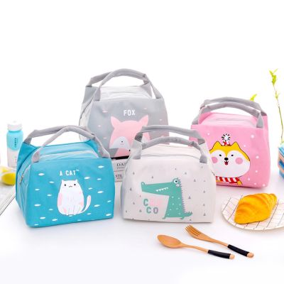 ☍ Lunch bag cute handbag to work with rice insulation bag large student lunch box bag thickened aluminum foil canvas bag