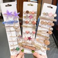 【CW】 Korea Pearl Crystal Acrylic Hair Clips Set for Women Retro Geometric Barrettes Hairpin Girl Hair Accessories Fashion Jewelry