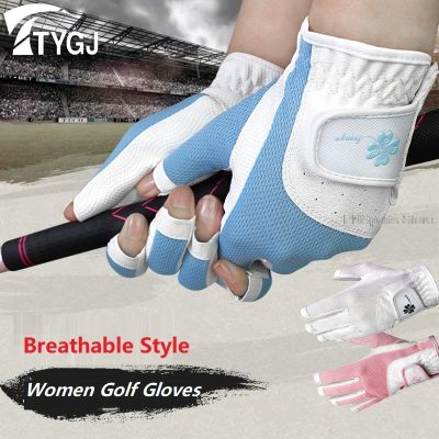 ﹉❏ 1Pair Women 39;s Golf Gloves Left Hand Right Hand Sport Gloves Fingerless Breathable Mittens For Golf Hiking Paddling Driving