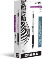 ZEBRA Pen M-301 Mechanical Pencil, Stainless Steel Barrel, Fine Point, 0.5mm, Black Grip, 12-Pack 12 Count (Pack of 1)