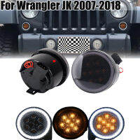 Q คู่3วัตต์6000พันรถยนต์ LED ด้านหน้าเลี้ยวไฟ IP68กลางวันวิ่งไฟเหมาะสำหรับ Wrangler JK 2007-2018