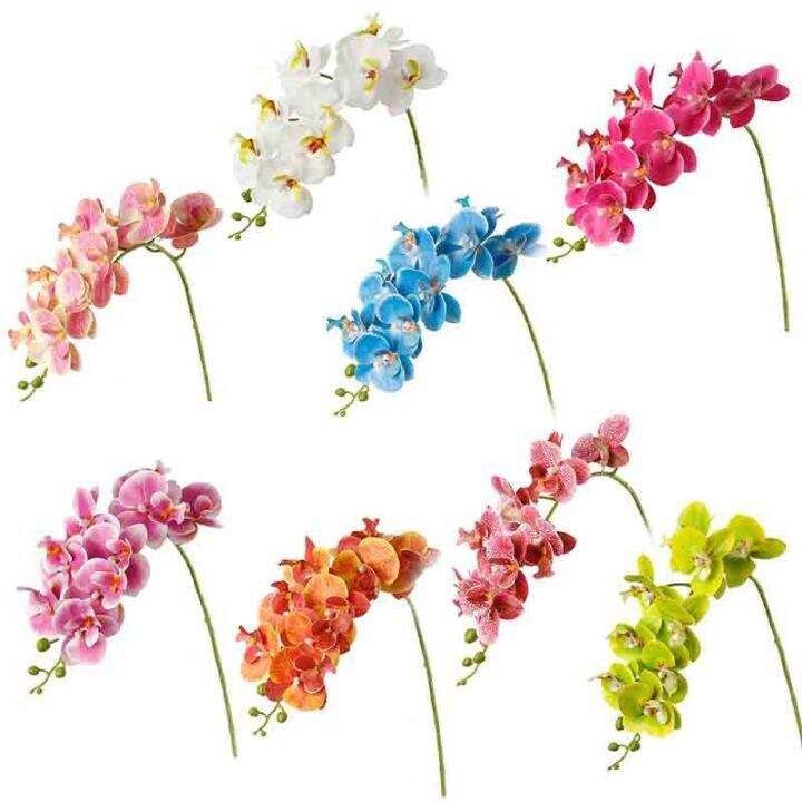 การจำลองสาขาเดียวดอกไม้ปลอมการพิมพ์3d-9หัว-phalaenopsis-กล้วยไม้รู้สึกเหมือนจริงสำหรับตกแต่งบ้านงานแต่งงานth