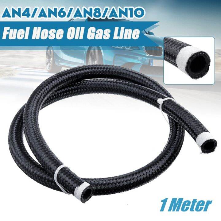 1M AN6/AN8 Universal Car Fuel Hose Oil Gas Line Nylon Steel Braided