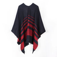 2021 Women Winter Cashmere Scarf Warmer Shawl Ladies Vintage Thick Tripped Wrap Cashmere Poncho Capes Female Echarpe Pashmina