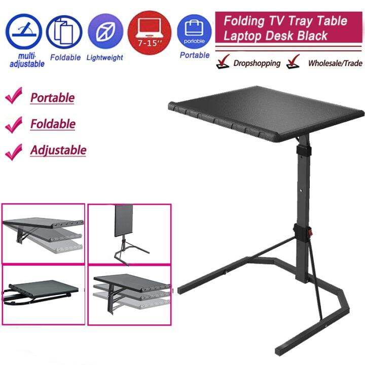 Folding Laptop Table Black With Adjustable Height and Tilt Angle