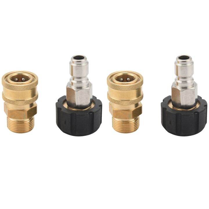 4x Pressure Washer Adapter Set Quick Connect Kit Metric M22 15mm Female Swivel To M22 Male 9790