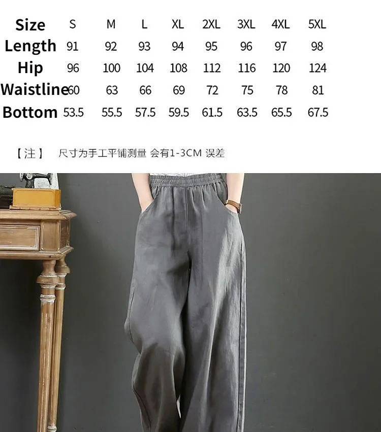 Micchow Lee Wide Leg Pants Women Fashion Retro Cotton and Linen Pants High  Waist Casual Plus Size Trousers for Women