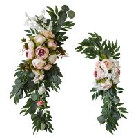 【cw】2Pcs Artificial Flower Rose Peony Welcome Wedding Guest Card Decoration Wedding Arch Wedding Background Wall Decoration ！