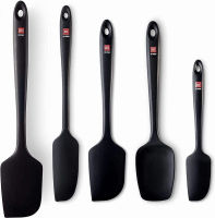 DI ORO Seamless Series 5-Piece Silicone Spatula Set - 600°F Heat-Resistant Rubber Spatulas - Pro-Grade Kitchen Utensil Set - LFGB Certified and BPA Free Silicone - For Cooking and Baking (Black) 5-Piece Black