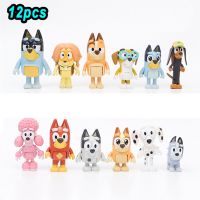 8-12PCS Bluey Bingo Figure Toys Family Kawaii Movable Joint Action Figure Toys Cartoon Bluey Friends PVC Model Doll for New Year