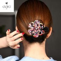 GGFG เรียบง่าย วินเทจ กิ๊บติดผม อะคริลิค ผ้าโพกศีรษะ หญิง ที่มัดผมหางม้า Rhinestone Hair Claw กิ๊บหนีบผมดอกไม้ เครื่องประดับผม