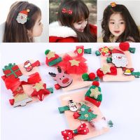 LEXEDWARD 5Pcs/set Happy Snowman Stocking Headbands Hair Clips Barrettes Hair Accessories Set Hair Ornament Children Hairpins