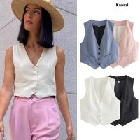 ✜◑卍 Fashion Womens 2023 Sleeveless Vests V-Neck Single-breasted Ladies Coats