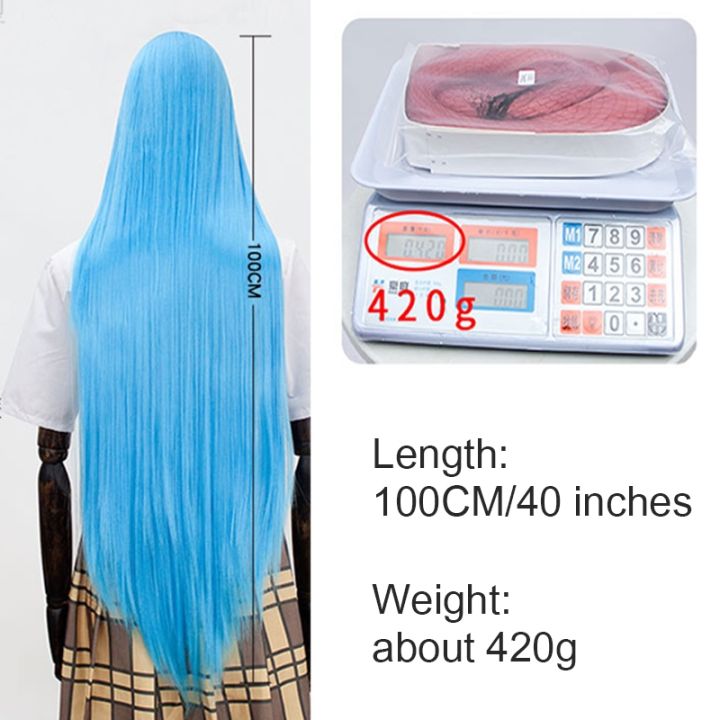 difei-100cm-synthetic-long-straight-cosplay-wig-with-bangs-woman-anime-ombre-wig-pink-green-gold-heat-resistant-wig