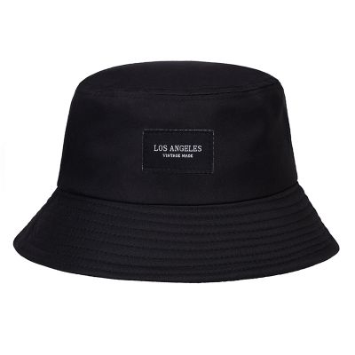 Los Angeles หมวกปานามาฮิปฮอปปักตัวอักษร Topi Bucket สำหรับผู้ชายหมวกกันแดดกลางแจ้งหมวกชาวประมงผ้าฝ้าย