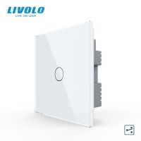 Livolo B6สวิตช์ไฟระบบสัมผัสผนังมาตรฐานของสหราชอาณาจักรแบบครอสโอเวอร์หน้าจอโทรศัพท์คริสตัลควบคุมด้วยหลังสี่เหลี่ยมขนาด86มม.