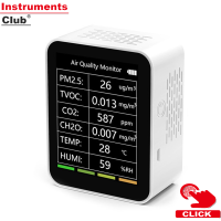 Instruments Tuya WiFi แบบพกพาโฮมออฟฟิศในร่มสก์ท็อปเครื่องตรวจจับคุณภาพอากาศ6 In 1มัลติฟังก์ชั่ตรวจจับ PM2.5 TVOC CO2 CH2O อุณหภูมิความชื้นการตรวจสอบอัจฉริยะเชื่อมโยงโทรศัพท์มือถือ APP ระยะไกลดู