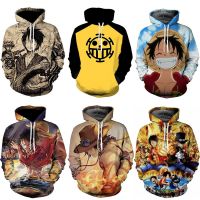 2023 New Hoodie ACE 3D พิมพ์ลิง D. Luffy Jacket เสื้อสเวตเตอร์ลำลอง Unisex แขนยาว