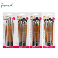 Jowoart ชุดสีน้ำมันไม้แปรงทาสีสีน้ำขนไนล่อนสีแดงไวน์เสาสั้น6ชิ้นปากกา4แบบให้เลือกอุปกรณ์ศิลปะ