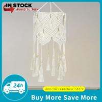 Amleso โป๊ะร่มไฟเพดาน Macrame สำหรับห้องนั่งเล่นห้องหอพักบ้าน