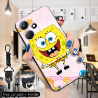 เคส PMP สำหรับ Infinix Hot 30 30i 30 Play (แหวนใส่นิ้ว + เชือกเส้นเล็ก) น่ารัก SquarePants การ์ตูน SpongeBob Spong Bob เคสใส่โทรศัพท์เคส TPU ซิลิโคนนิ่ม