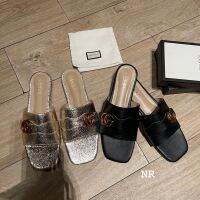 รองเท้าแฟชั่น?พร้อมส่ง SIZE.36-38 EU ดำ/ทอง รองเท้าใส่เที่ยว รองเท้าลำลองสุภาพสตรี รองเท้าผู้หญิง กันน้ำกันลื่น งานสวย ใส่สบาย