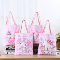 กระเป๋าถือ Sanrio tote bag กระเป๋าPU กระเป๋าสะพายไหล์ ลายการ์ตูน ซานริโอ้ คิตตี้ มายเมโลดี้ คุโรมิ