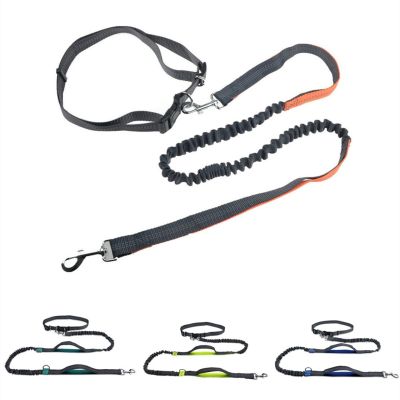 Elastic Waist Dog Leash For Jogging Walking Product Adjustable Nylon Lead With Reflective Strip Pet Accessories