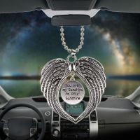 【jw】☎♧❒  Pingente de carro anjo asa espelho retrovisor decoração pendurado você é meu sol único ornamentos automóveis acessórios