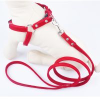 【FCL】♀✕○ Soft Suede Leather Dog Harness and Leash Set Lead Small Meduim Dogs Chihuahua Walking Harnesses