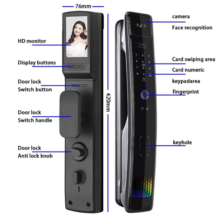 แอป-wifi-อัตโนมัติเต็มรูปแบบ3d-จดจำใบหน้าล็อคอัจฉริยะลายนิ้วมือกุญแจการ์ดไบโอเมตริกซ์ล็อคดิจิตอลล็อคอัจฉริยะที่บ้าน