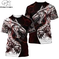 2023 In stock  Summer Hipster Men t-shirt Black &amp; White Tattoo Dragon 3D Printed Harajuku Short sleeve T shirt，Contact the seller to personalize the name and logo